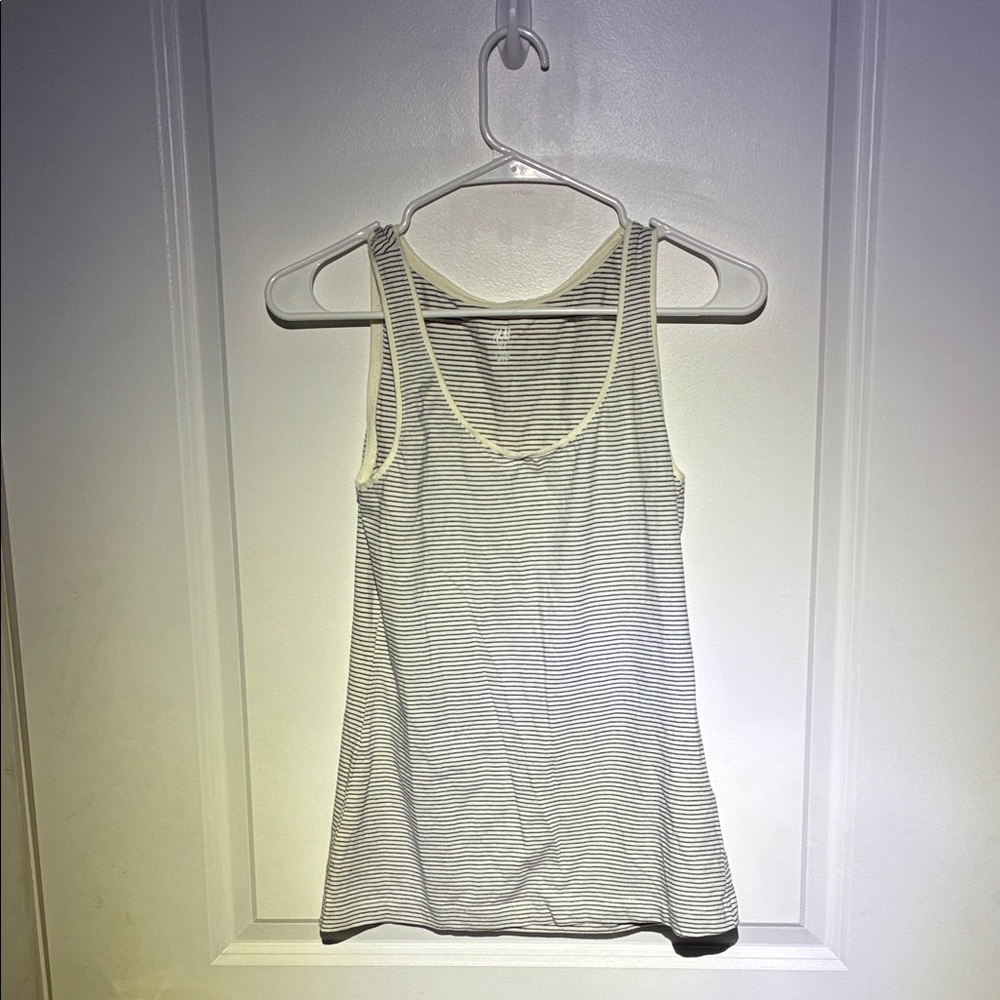H&M White and Gray Striped Tank Top